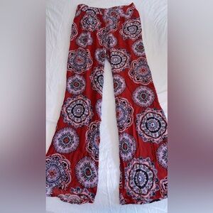 Windsor Red Wide Leg Pants with Mandala Print